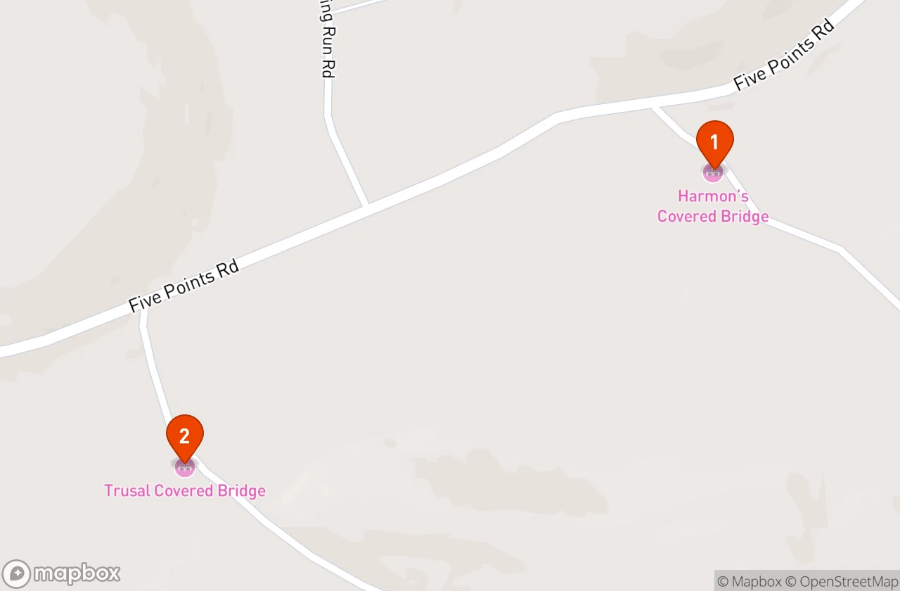 Stop 1, Harmon Bridge on Donahue Road, and stop 2, Trusal Bridge on Trusal Road.